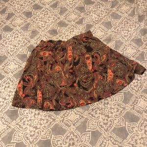 Faux suede paisley printed skirt boho retro